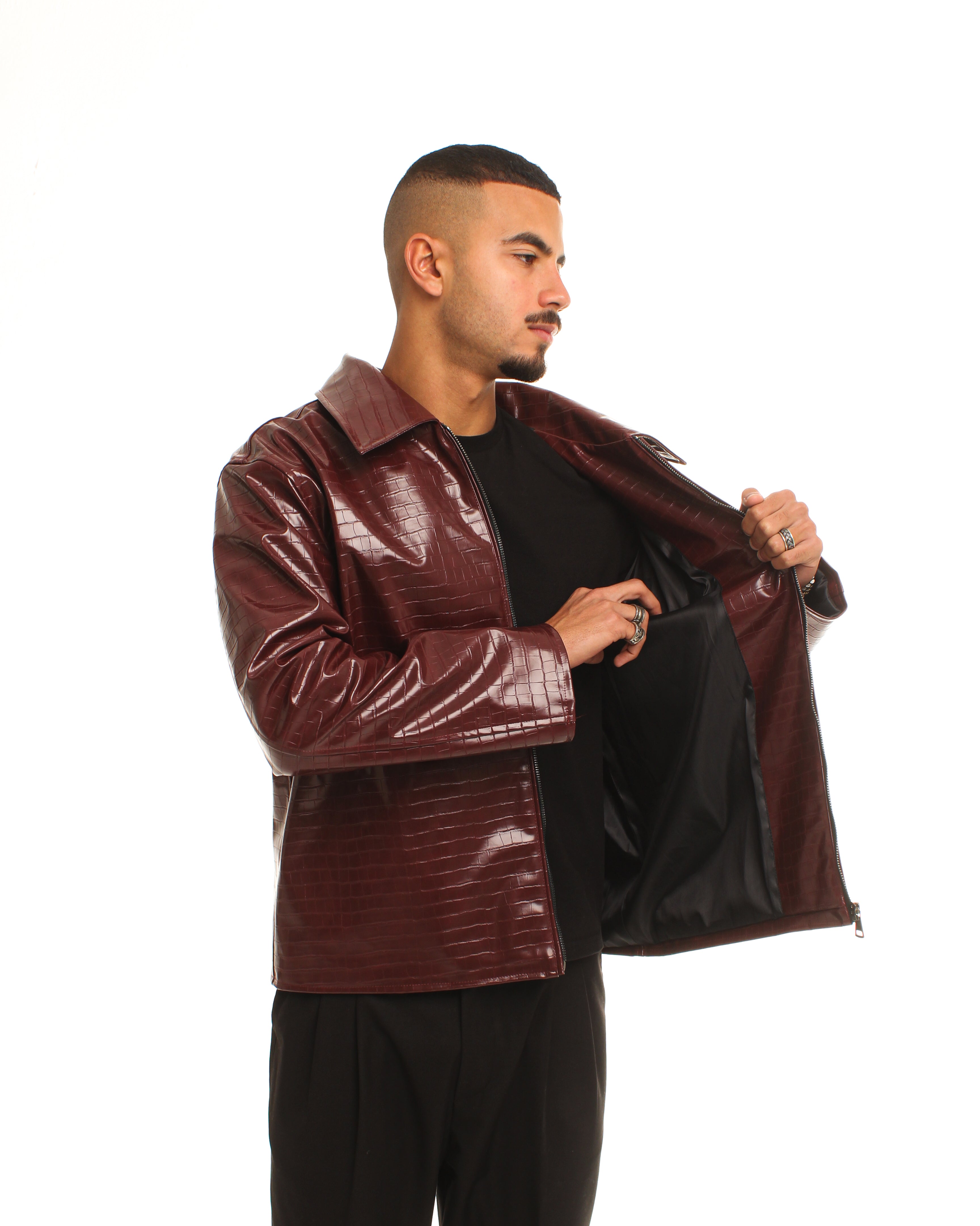 BURGUNDY LEATHER JACKET