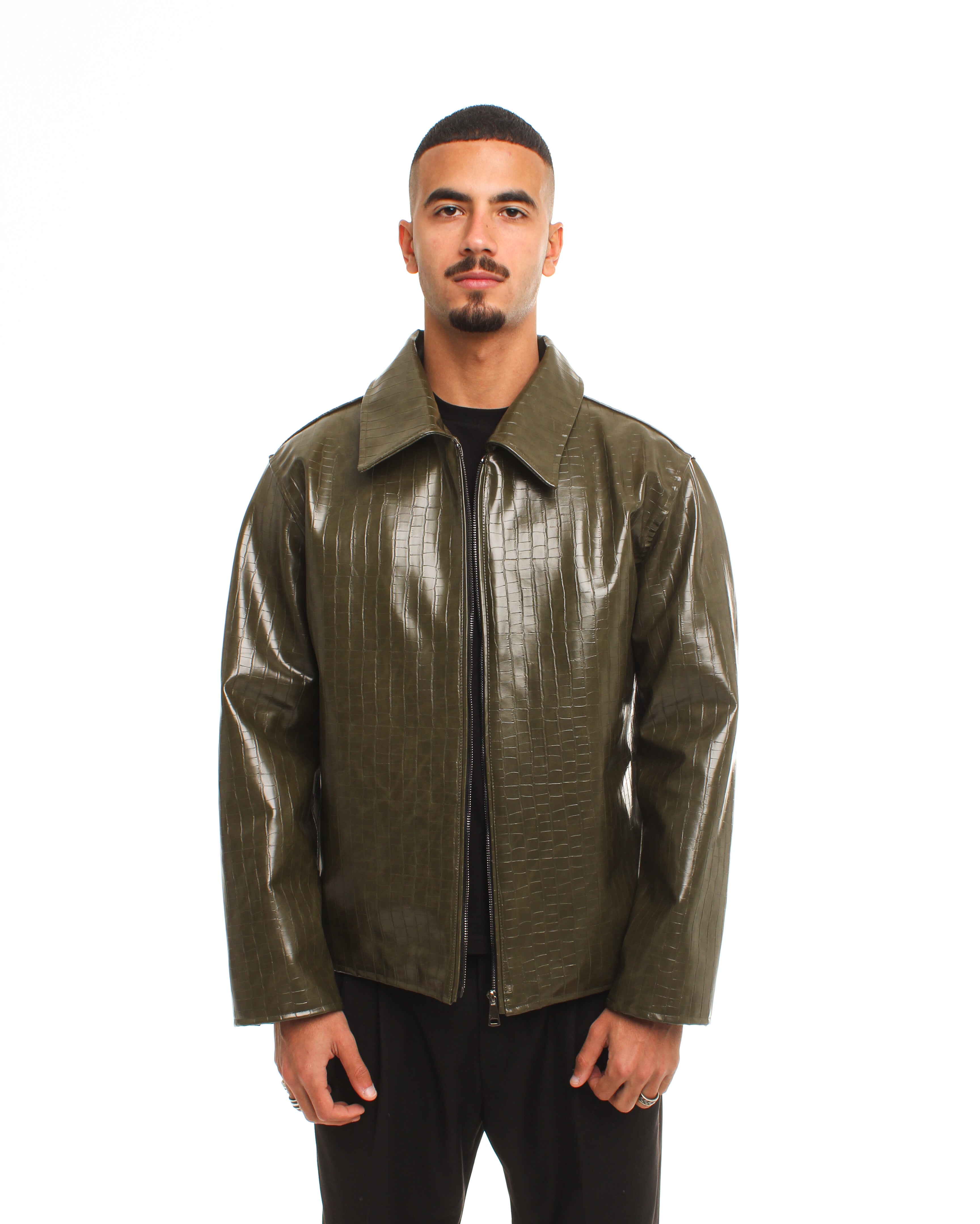 OLIVE LEATHER JACKET