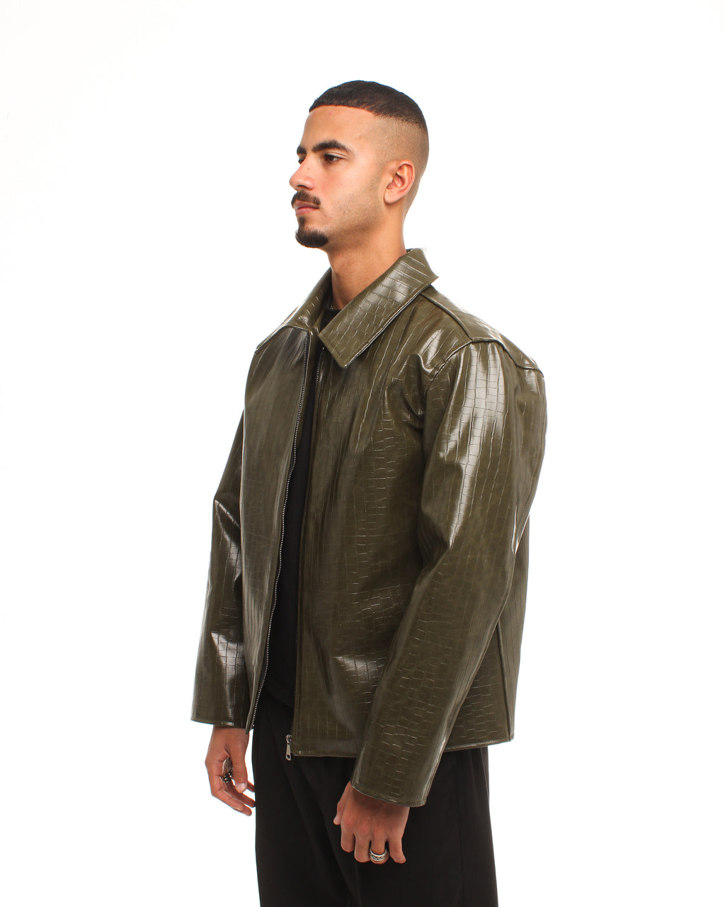 OLIVE LEATHER JACKET