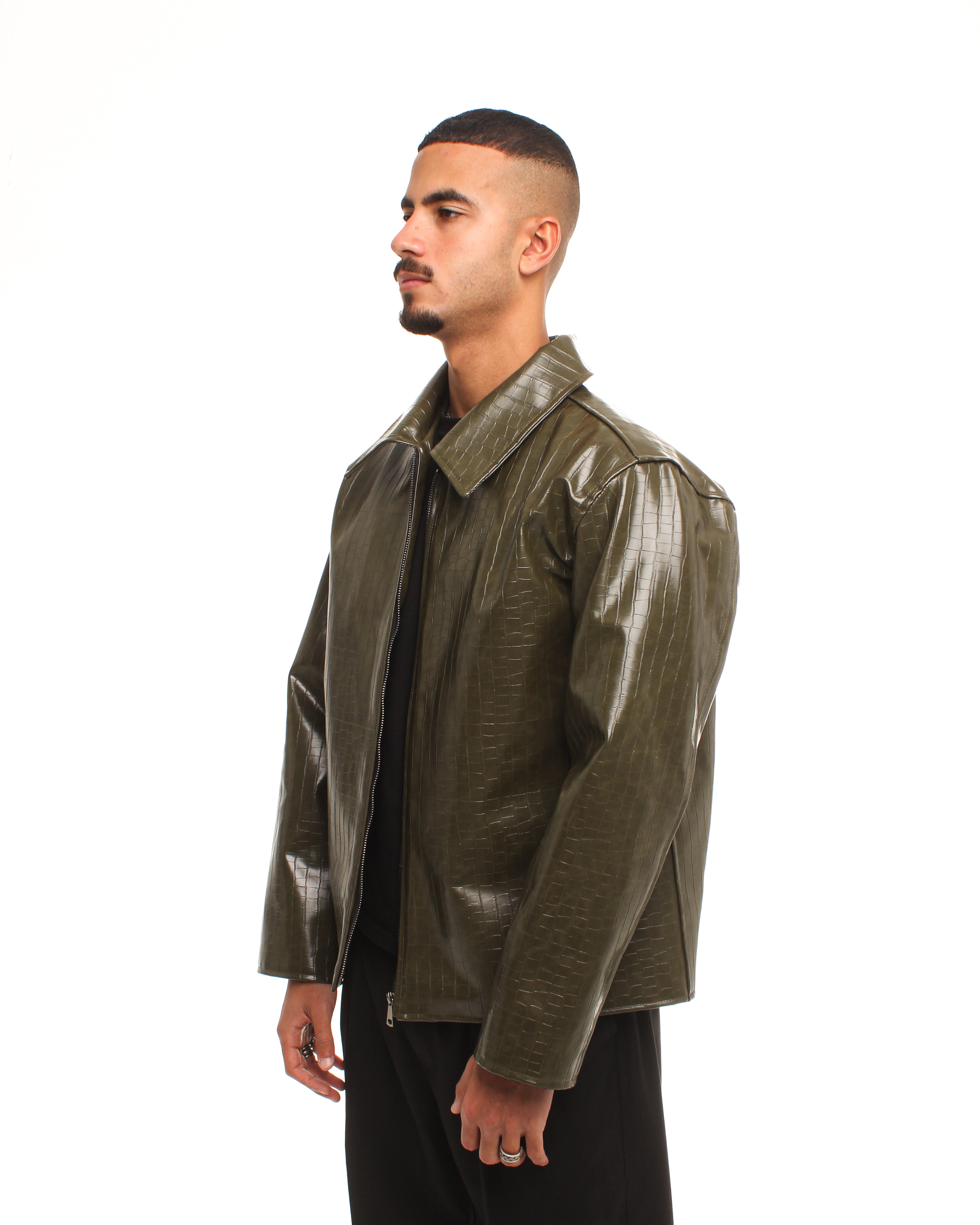 OLIVE LEATHER JACKET
