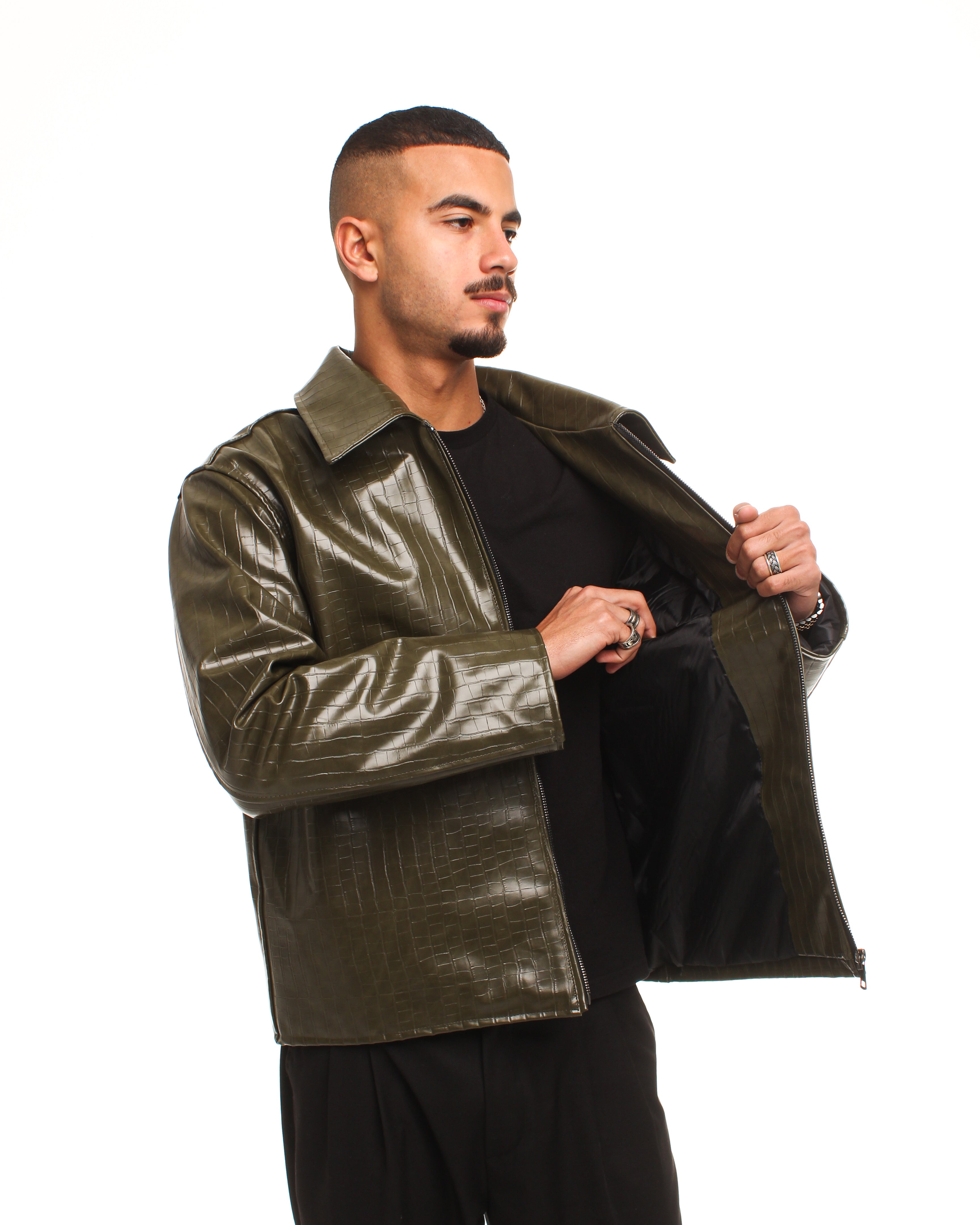 OLIVE LEATHER JACKET